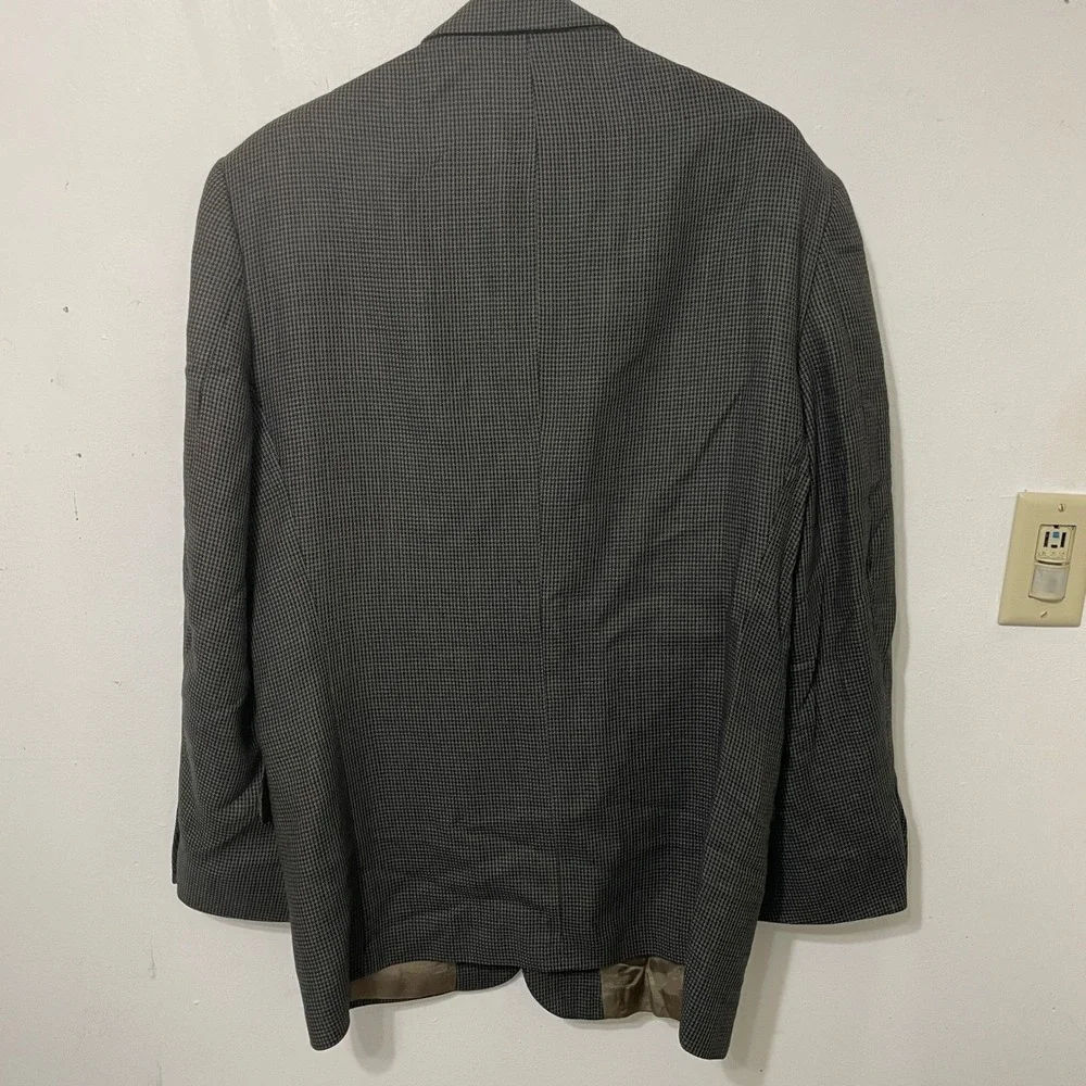 Oscar de la Renta Men's Tailored Houndstooth Blazer Jacket 40R Gray Black Brown